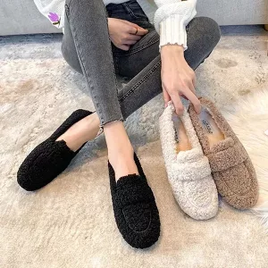 women loafers, women moccasins, fur flats