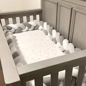 crib bumper, crib protector, crib braid, braided bed bumper