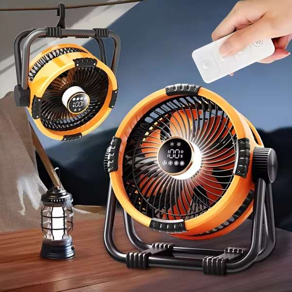 outdoor fan, hangable fan, portable fan, travel fan, portable air cooler, led lights fan, remote control fan