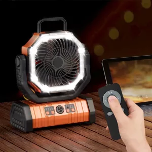 outdoor fan, hangable fan, portable air cooler, led lights fan, remote control fan