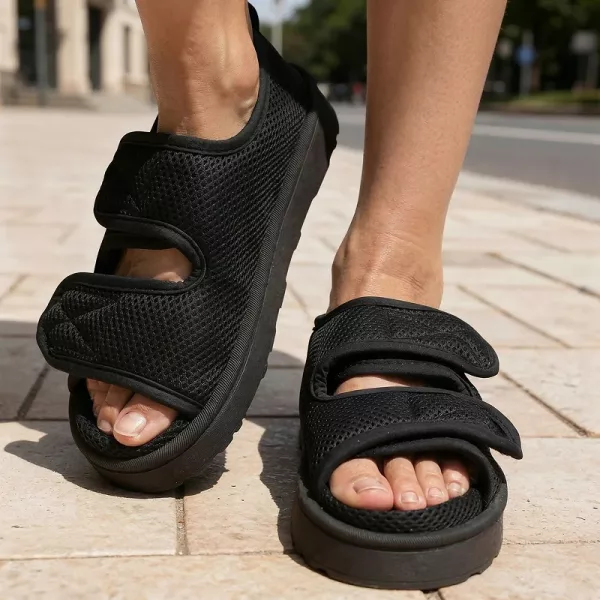 open-toe slippers, slippers with thick sole, diabetic slippers, velcro slippers, velcro slippers for swollen feet, open toe slides